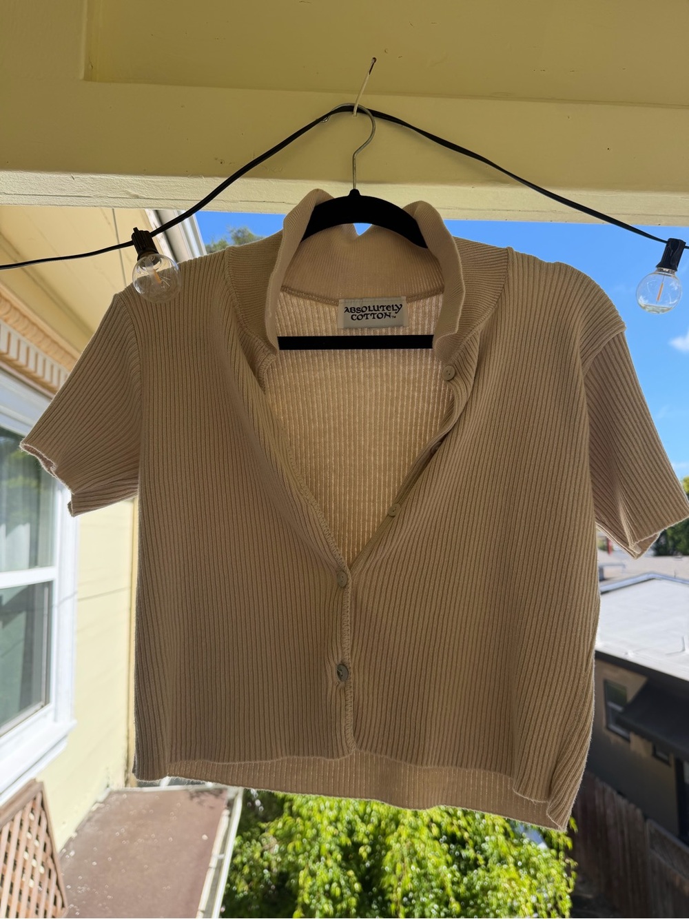 Absolutely cotton Ribbed Short-Sleeve Button Cardigan